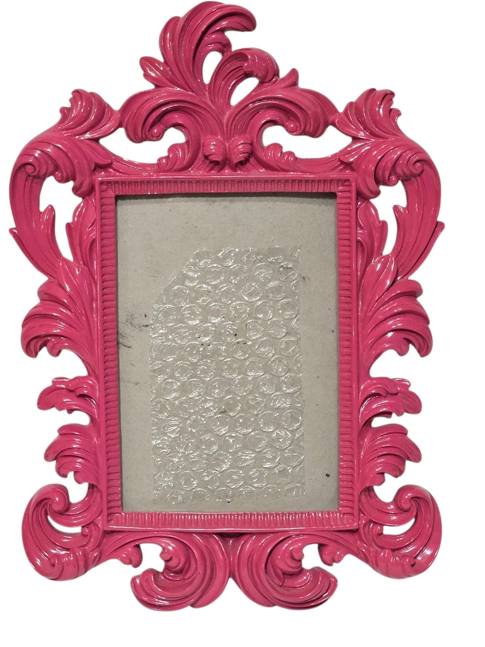 HOT PINK Ornate Rococo Picture Frame 5x7 Baroque Scroll Resin Tabletop Decor